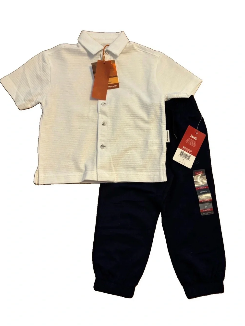 2-Piece Boys Sovereign Code Button Down Polo Shirt & Levi’s Joggers - 2T